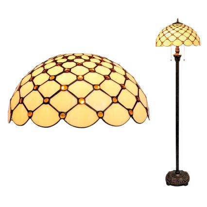 BRILAGI - Tiffany επιδαπέδια λάμπα με βιτρώ IVORY SMOOTH 2xE27/60W/230V