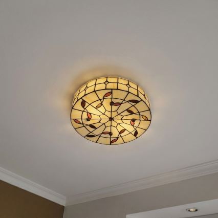 Brilagi - Tiffany βιτρώ φωτιστικό οροφής FOLIA 3xE27/60W/230V Ø 40 cm