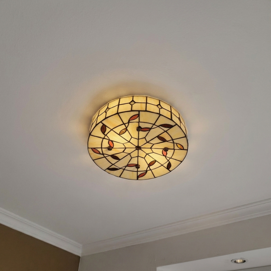 Brilagi - Tiffany βιτρώ φωτιστικό οροφής FOLIA 3xE27/60W/230V Ø 40 cm