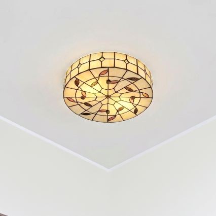 Brilagi - Tiffany βιτρώ φωτιστικό οροφής FOLIA 3xE27/60W/230V Ø 40 cm