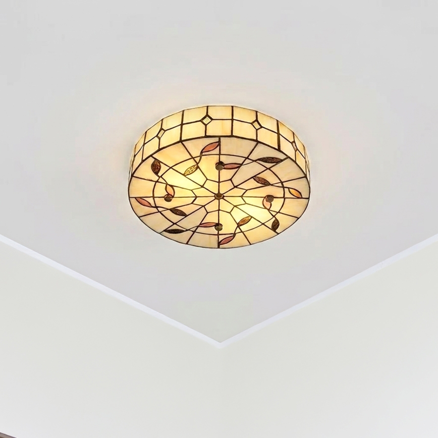 Brilagi - Tiffany βιτρώ φωτιστικό οροφής FOLIA 3xE27/60W/230V Ø 40 cm
