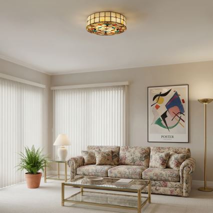 Brilagi - Tiffany βιτρώ φωτιστικό οροφής MIRABELLA 3xE27/60W/230V διάμ. 40 εκ.