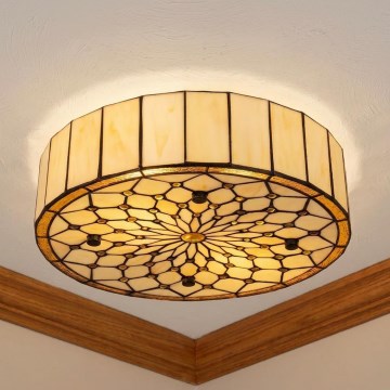 Brilagi - Tiffany βιτρώ φωτιστικό οροφής, εκρού, 3xE27/60W/230V, Ø 40 cm