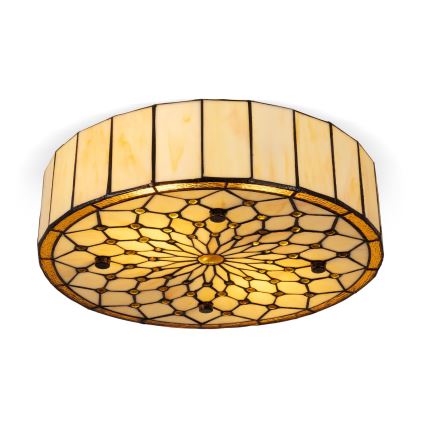 Brilagi - Tiffany βιτρώ φωτιστικό οροφής, εκρού, 3xE27/60W/230V, Ø 40 cm