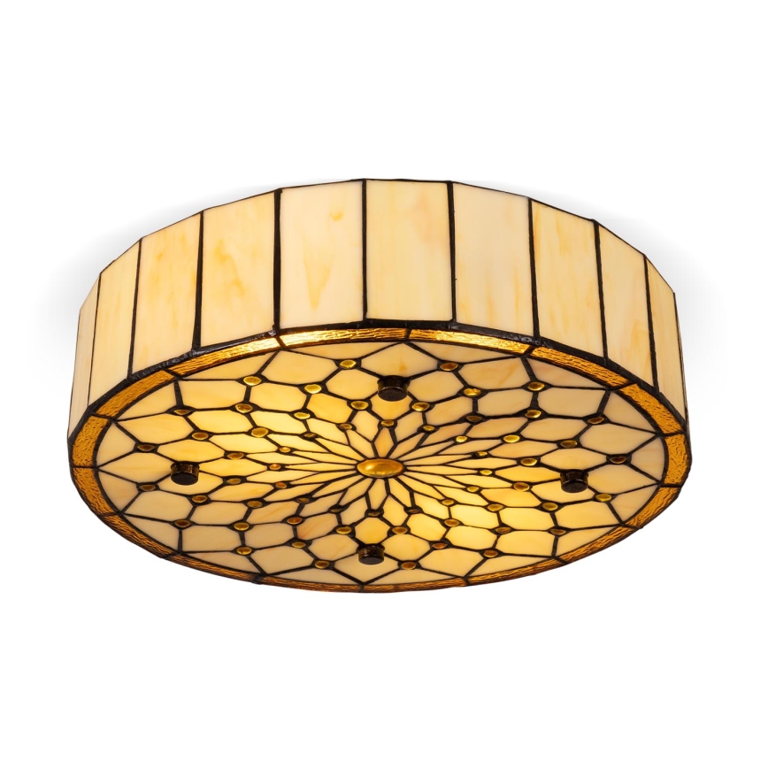 Brilagi - Tiffany βιτρώ φωτιστικό οροφής, εκρού, 3xE27/60W/230V, Ø 40 cm