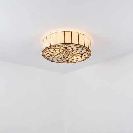 Brilagi - Tiffany βιτρώ φωτιστικό οροφής, εκρού, 3xE27/60W/230V, Ø 40 cm