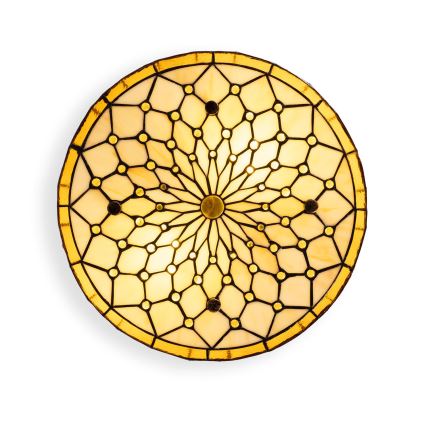 Brilagi - Tiffany βιτρώ φωτιστικό οροφής, εκρού, 3xE27/60W/230V, Ø 40 cm