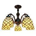 BRILAGI - Tiffany βιτρώ πλαφονιέρα IVORY SMOOTH 5xE27/60W/230V Ø 60 cm