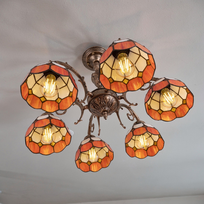 Brilagi - Tiffany βιτρώ επικολλητό φωτιστικό οροφής SIENNA 6xE27/60W/230V διάμ. 60 εκ.