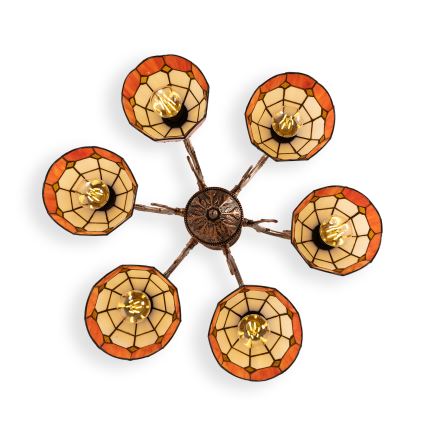 Brilagi - Tiffany βιτρώ επικολλητό φωτιστικό οροφής SIENNA 6xE27/60W/230V διάμ. 60 εκ.