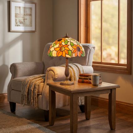 Brilagi - Tiffany βιτρώ επιτραπέζιο φωτιστικό SUNFLOWER 2xE27/60W/230V