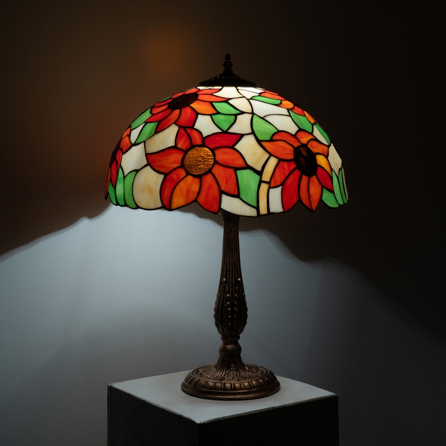 Brilagi - Tiffany βιτρώ επιτραπέζιο φωτιστικό SUNFLOWER 2xE27/60W/230V