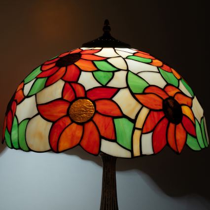 Brilagi - Tiffany βιτρώ επιτραπέζιο φωτιστικό SUNFLOWER 2xE27/60W/230V