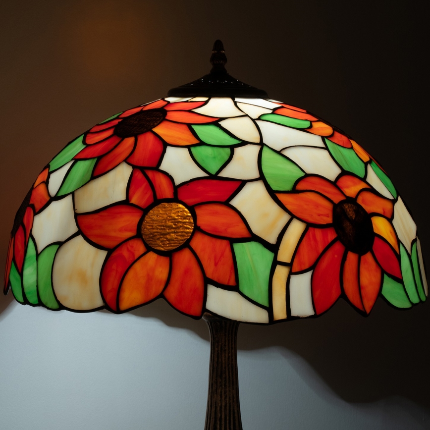 Brilagi - Tiffany βιτρώ επιτραπέζιο φωτιστικό SUNFLOWER 2xE27/60W/230V