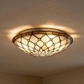 Brilagi - Tiffany βιτρό φωτιστικό οροφής εκρού 2xE27/60W/230V διάμ. 40 εκ.