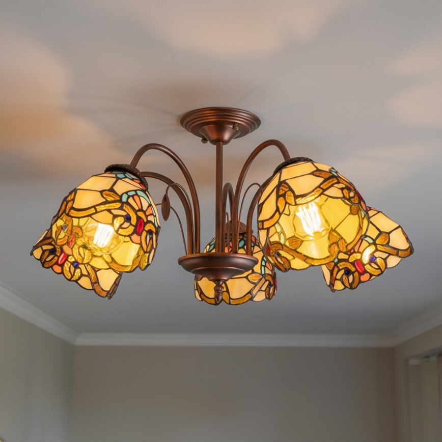 Brilagi - Tiffany βιτρό πλαφονιέρα MIRABELLA 5xE27/60W/230V διάμ. 60 cm