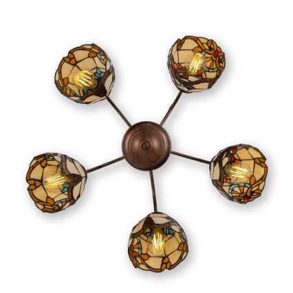 Brilagi - Tiffany βιτρό πλαφονιέρα MIRABELLA 5xE27/60W/230V διάμ. 60 cm