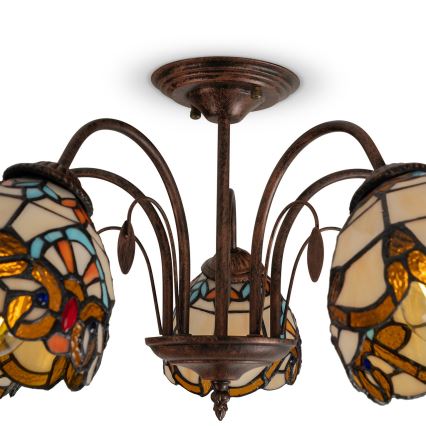 Brilagi - Tiffany βιτρό πλαφονιέρα MIRABELLA 5xE27/60W/230V διάμ. 60 cm