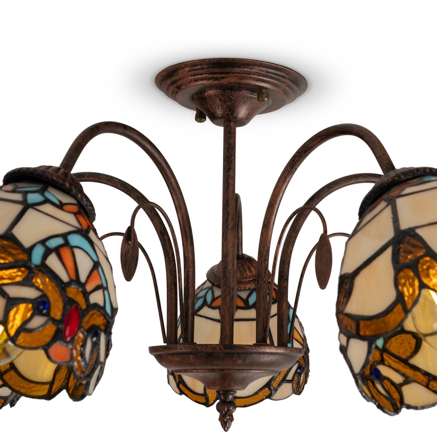 Brilagi - Tiffany βιτρό πλαφονιέρα MIRABELLA 5xE27/60W/230V διάμ. 60 cm