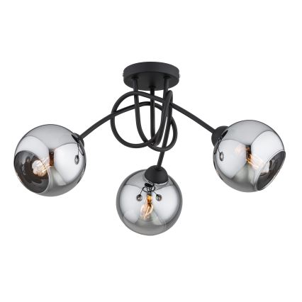 Brilagi - Επιφανειακό φωτιστικό οροφής 3xE27/60W/230V μαύρο/καπνιστό γκρι