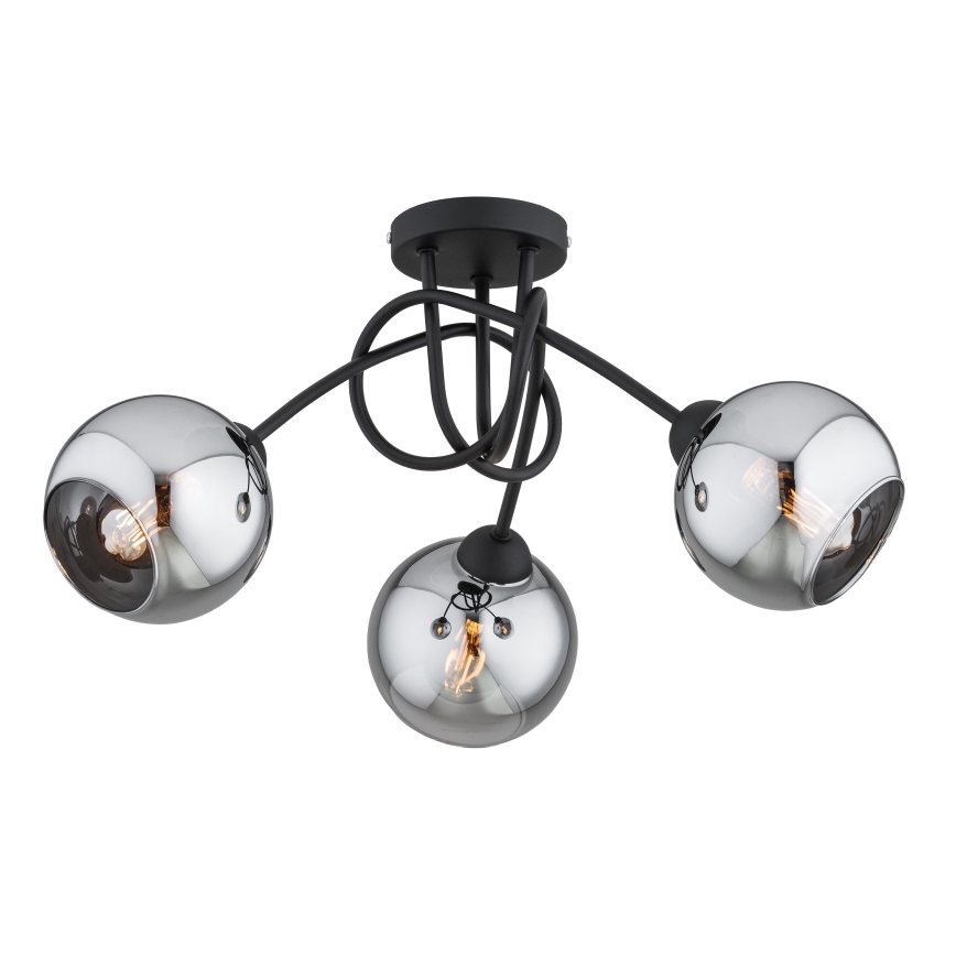Brilagi - Επιφανειακό φωτιστικό οροφής 3xE27/60W/230V μαύρο/καπνιστό γκρι