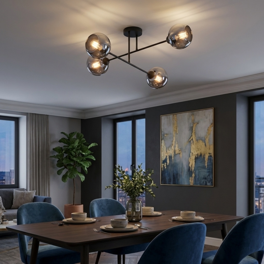 Brilagi - Επιφανειακό φωτιστικό οροφής 4xE27/60W/230V μαύρο/καπνιστό γκρι