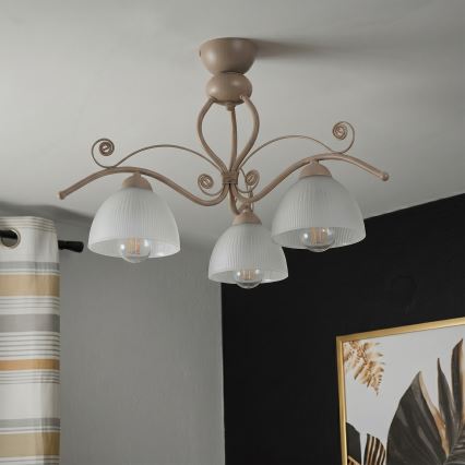Brilagi - Επιφανειακό φωτιστικό οροφής ANTICO MODERN 3xE27/60W/230V μπεζ