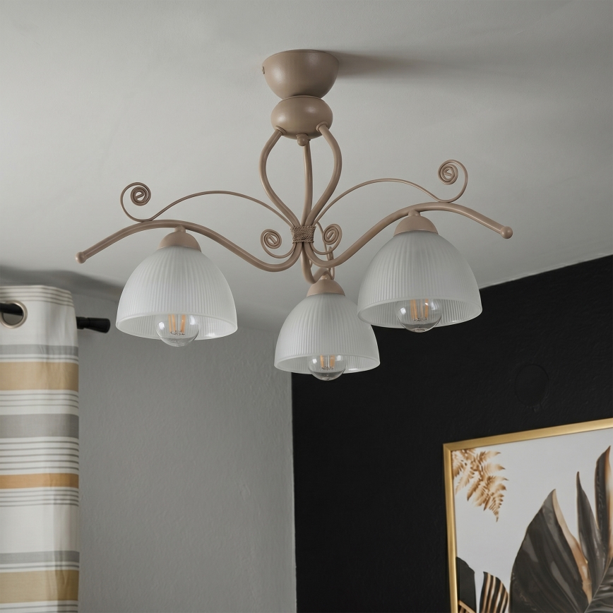 Brilagi - Επιφανειακό φωτιστικό οροφής ANTICO MODERN 3xE27/60W/230V μπεζ