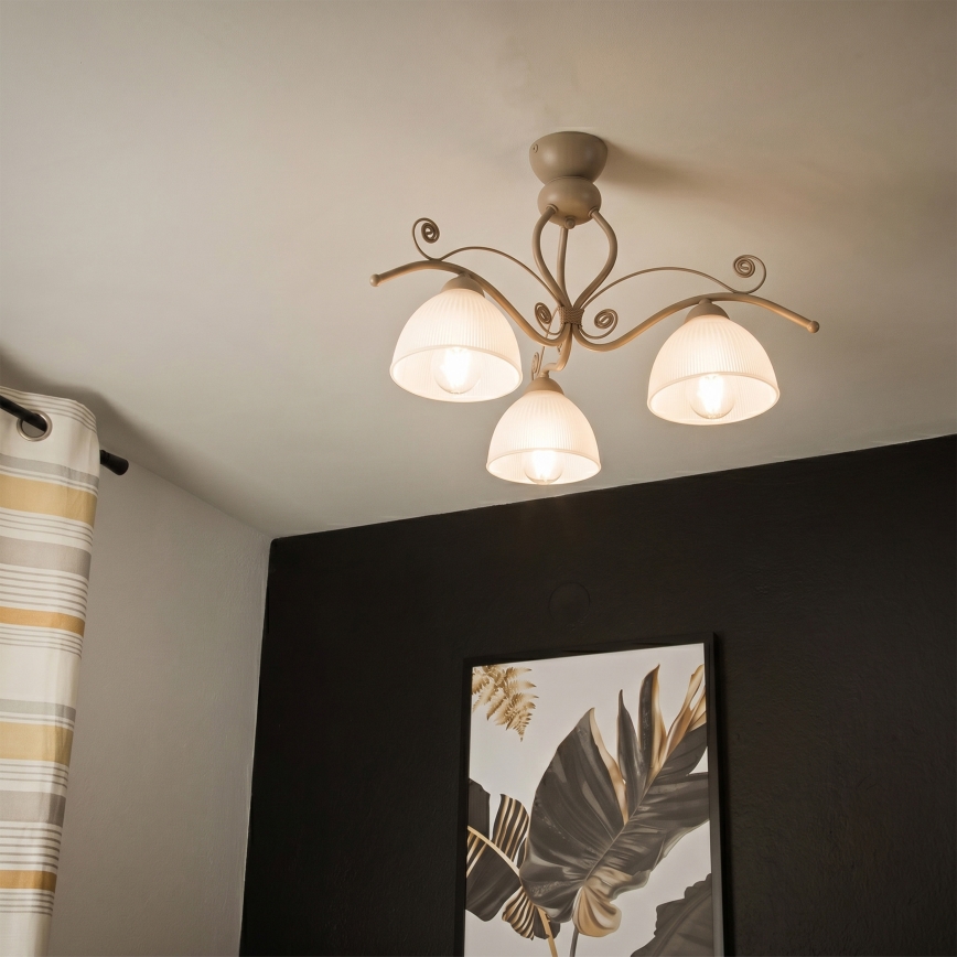 Brilagi - Επιφανειακό φωτιστικό οροφής ANTICO MODERN 3xE27/60W/230V μπεζ