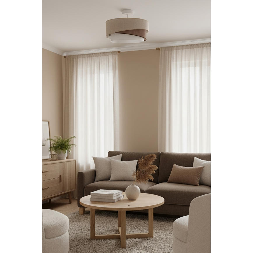 Brilagi - Επιφανειακό φωτιστικό οροφής ARROW 1xE27/60W/230V Ø 45 εκ. μπεζ/καφέ/λευκό