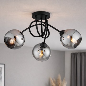 Brilagi - Επιφανειακό φωτιστικό οροφής DIOR 3xE27/60W/230V μαύρο/καπνιστό γκρι