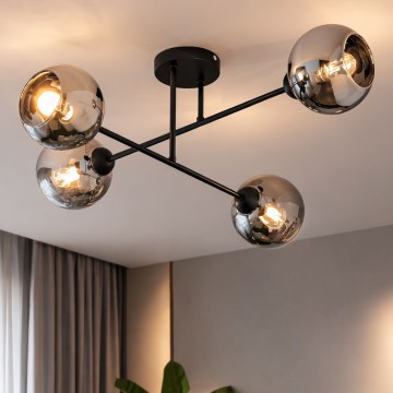 Brilagi - Επιφανειακό φωτιστικό οροφής DIOR 4xE27/60W/230V μαύρο/καπνιστό γκρι