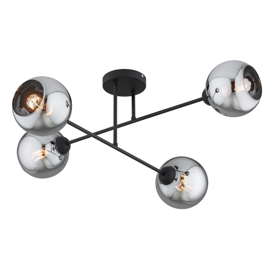 Brilagi - Επιφανειακό φωτιστικό οροφής DIOR 4xE27/60W/230V μαύρο/καπνιστό γκρι