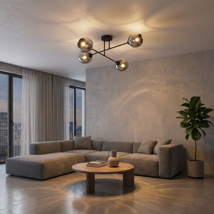 Brilagi - Επιφανειακό φωτιστικό οροφής DIOR 4xE27/60W/230V μαύρο/καπνιστό γκρι
