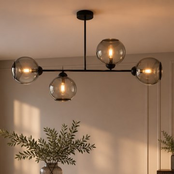 Brilagi - Επιφανειακό φωτιστικό οροφής DIOR 4xE27/60W/230V μαύρο/καπνιστό γκρι