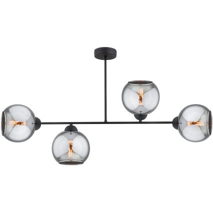 Brilagi - Επιφανειακό φωτιστικό οροφής DIOR 4xE27/60W/230V μαύρο/καπνιστό γκρι