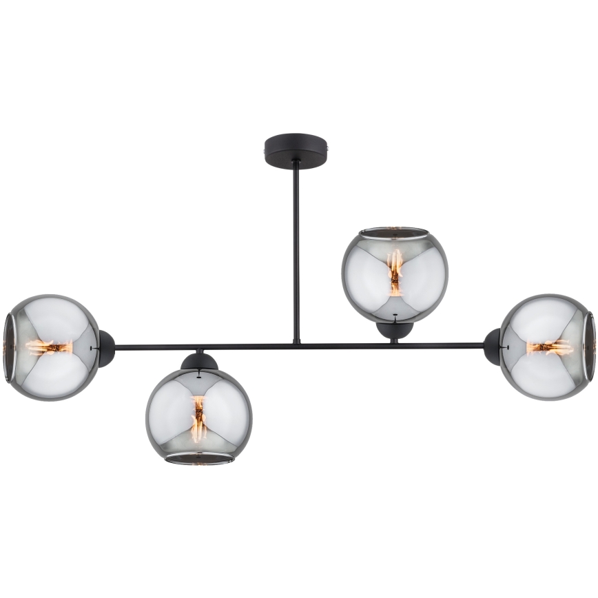 Brilagi - Επιφανειακό φωτιστικό οροφής DIOR 4xE27/60W/230V μαύρο/καπνιστό γκρι