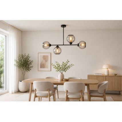 Brilagi - Επιφανειακό φωτιστικό οροφής DIOR 4xE27/60W/230V μαύρο/καπνιστό γκρι