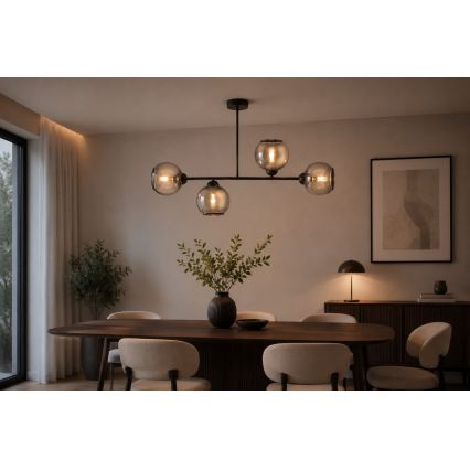 Brilagi - Επιφανειακό φωτιστικό οροφής DIOR 4xE27/60W/230V μαύρο/καπνιστό γκρι