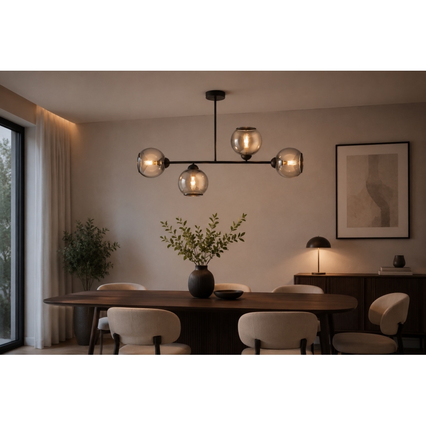 Brilagi - Επιφανειακό φωτιστικό οροφής DIOR 4xE27/60W/230V μαύρο/καπνιστό γκρι