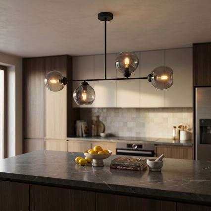 Brilagi - Επιφανειακό φωτιστικό οροφής DIOR 4xE27/60W/230V μαύρο/καπνιστό γκρι