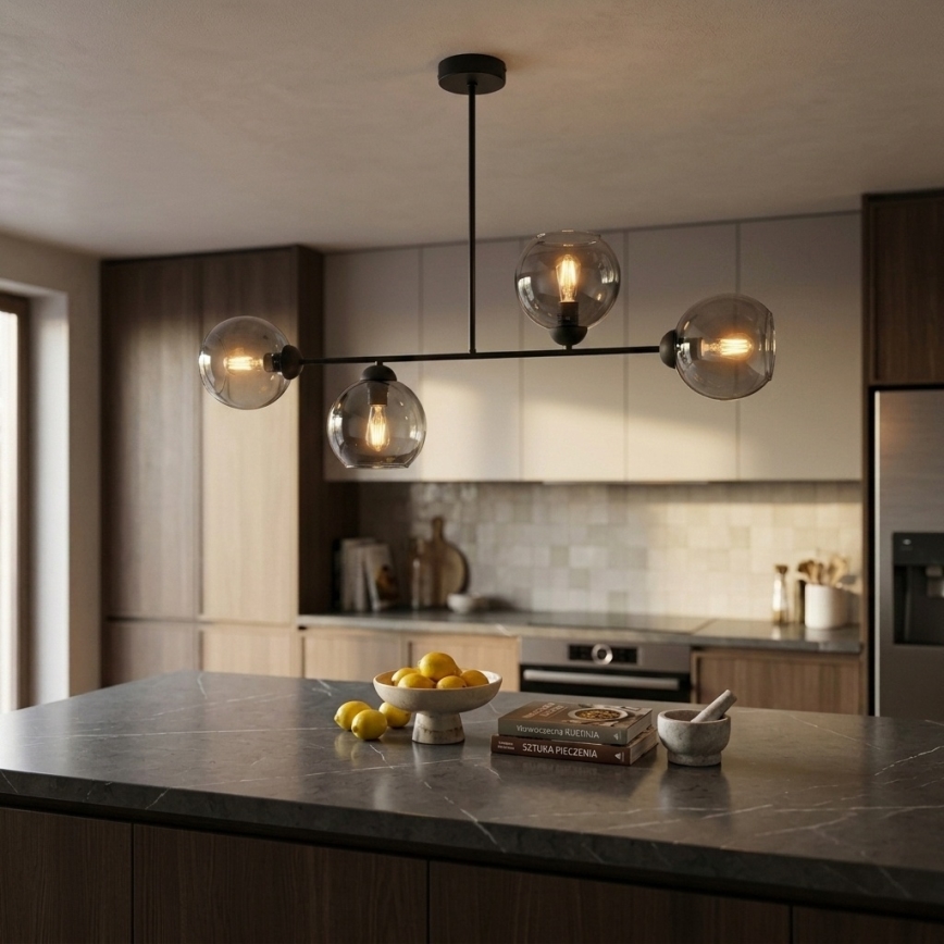 Brilagi - Επιφανειακό φωτιστικό οροφής DIOR 4xE27/60W/230V μαύρο/καπνιστό γκρι