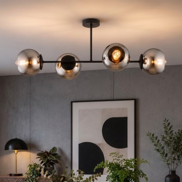 BRILAGI - Επιφανειακό φωτιστικό οροφής DIOR 4xE27/60W/230V μαύρο/καπνιστό γκρι