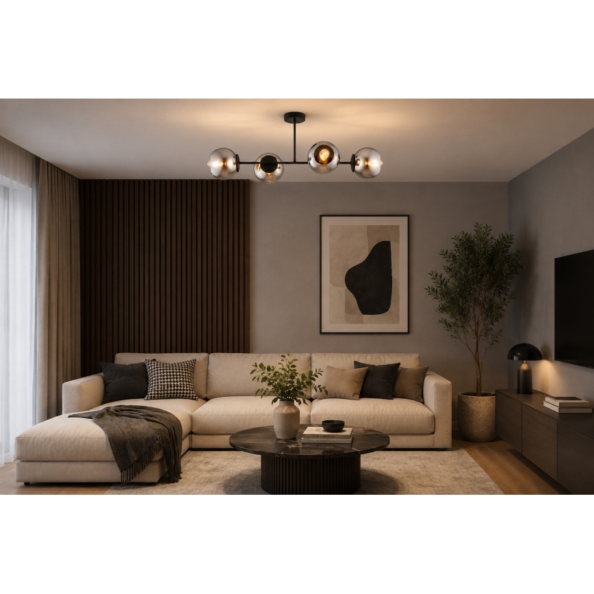 BRILAGI - Επιφανειακό φωτιστικό οροφής DIOR 4xE27/60W/230V μαύρο/καπνιστό γκρι