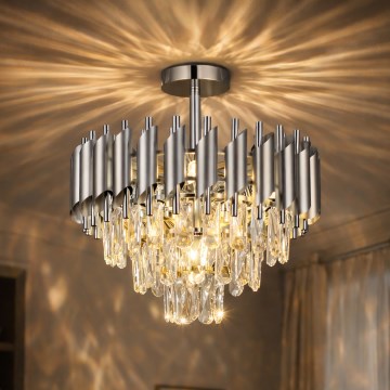 Brilagi - Επιφανειακό φωτιστικό οροφής ECLIPSE 5xE14/10W/230V Ø 38 cm ασημί