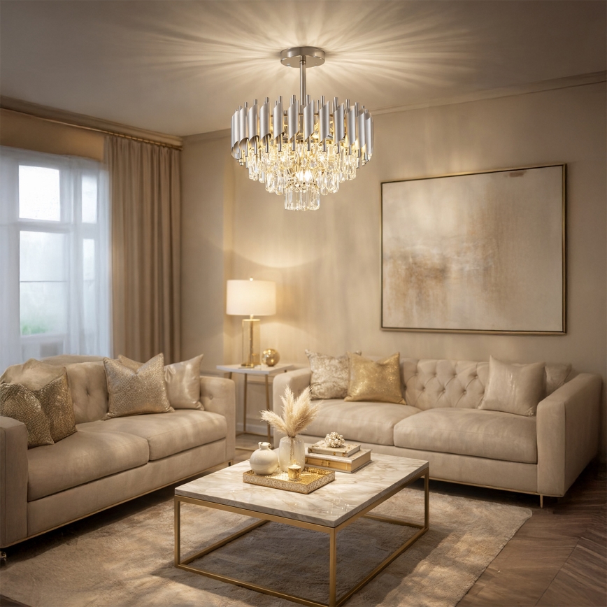 Brilagi - Επιφανειακό φωτιστικό οροφής ECLIPSE 5xE14/10W/230V Ø 38 cm ασημί