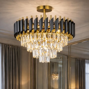 Brilagi - Επιφανειακό φωτιστικό οροφής ECLIPSE 7xE14/10W/230V Ø 48 εκ. μαύρο/χρυσό