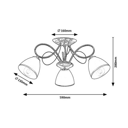 Brilagi - Επιφανειακό φωτιστικό οροφής FRED 3xE27/60W/230V διάμ. 59 cm γυαλιστερό χρώμιο