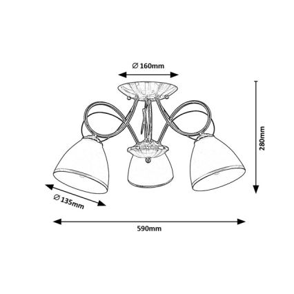Brilagi - Επιφανειακό φωτιστικό οροφής FRED 3xE27/60W/230V διάμετρος 59 εκ. μπρονζέ
