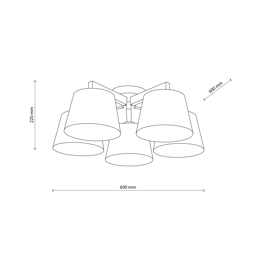 Brilagi - Επιφανειακό φωτιστικό οροφής LATTE 5xE27/60W/230V πεύκο/κρεμ